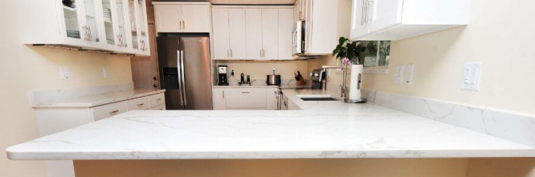 Bianco Oro Quartz Kitchen - Titan Granite - St Louis MO