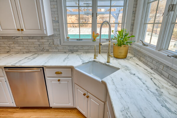 Corner Sink In Marble Countertops Titan Granite St Louis Mo