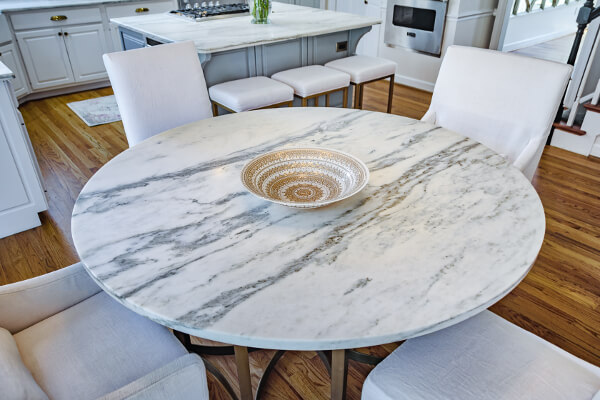 marble kitchen table with storage