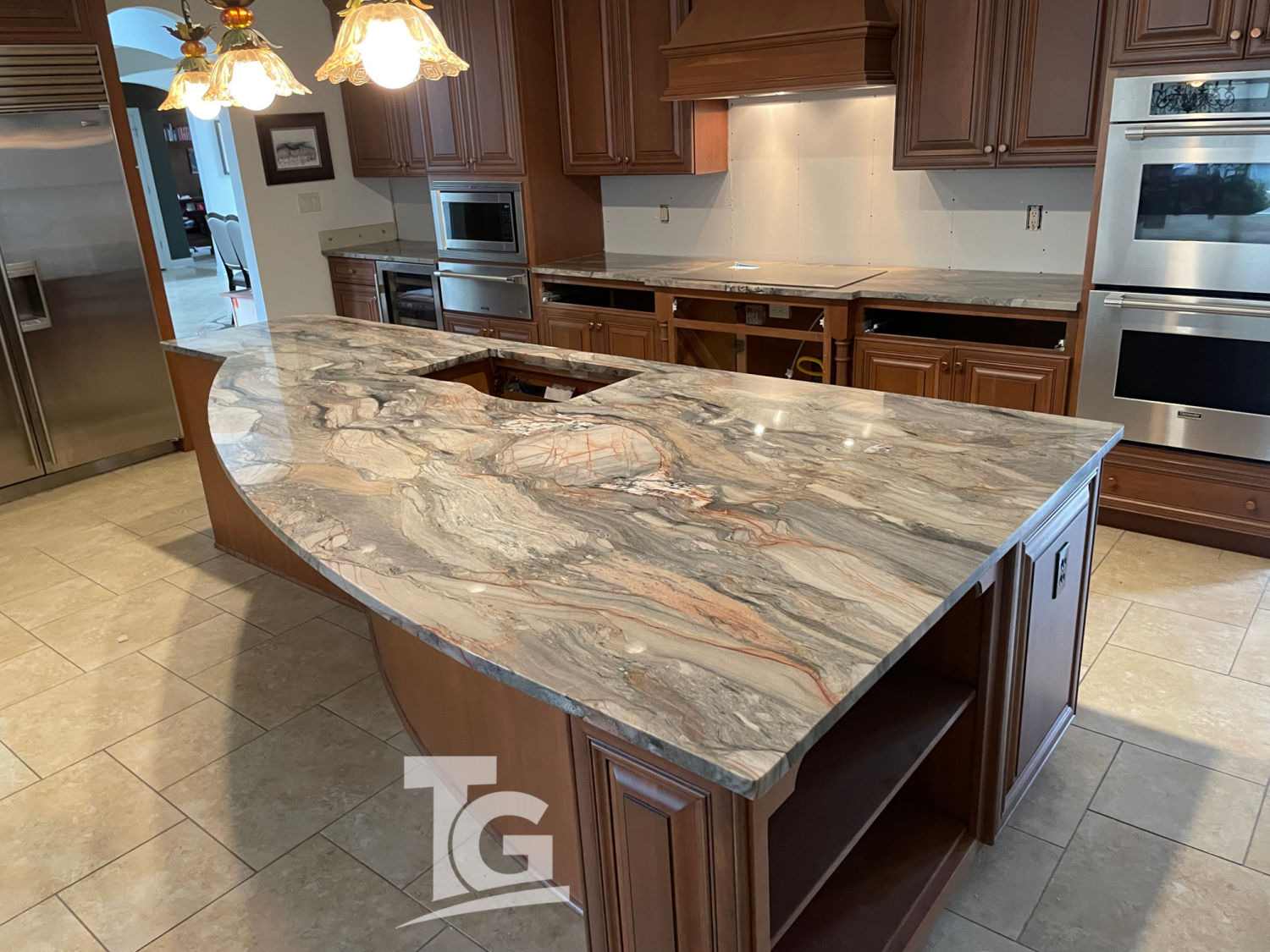 Fusion Quartzite Island Installation - Titan Granite - St Louis MO